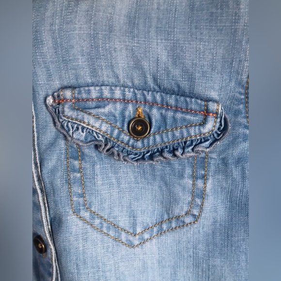 Matilda Jane Lyles Chambray Denim Button Down Shirt. Long Sleeve. Size 4. EUC. - Picture 5 of 15
